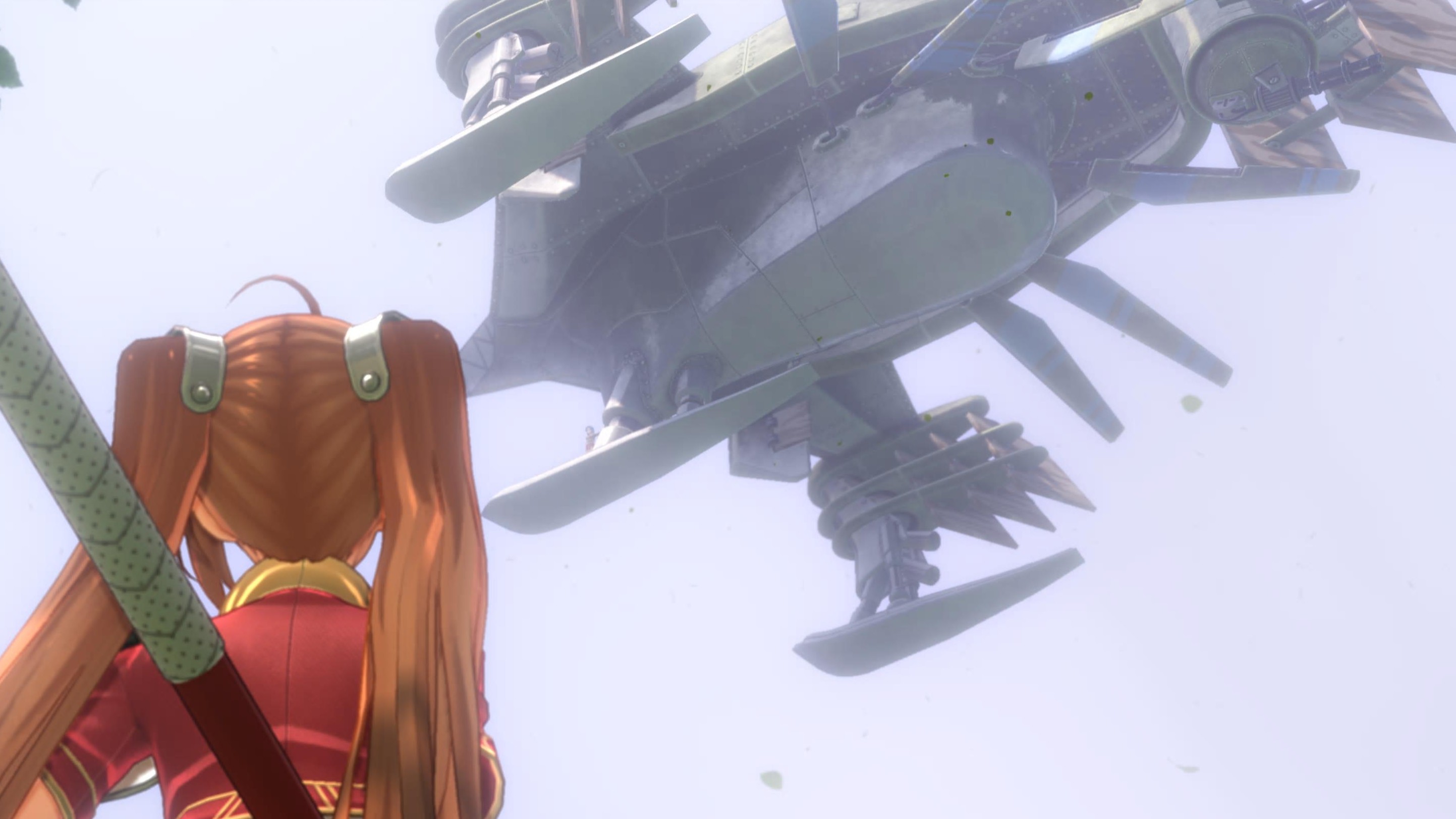Estelle Bright watching a ship in the sky in Trails in the Sky 1st Chapter