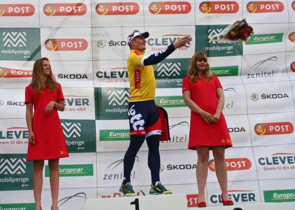 Andre Greipel (Lotto) celebrates his second stage win in the Tour of Denmark