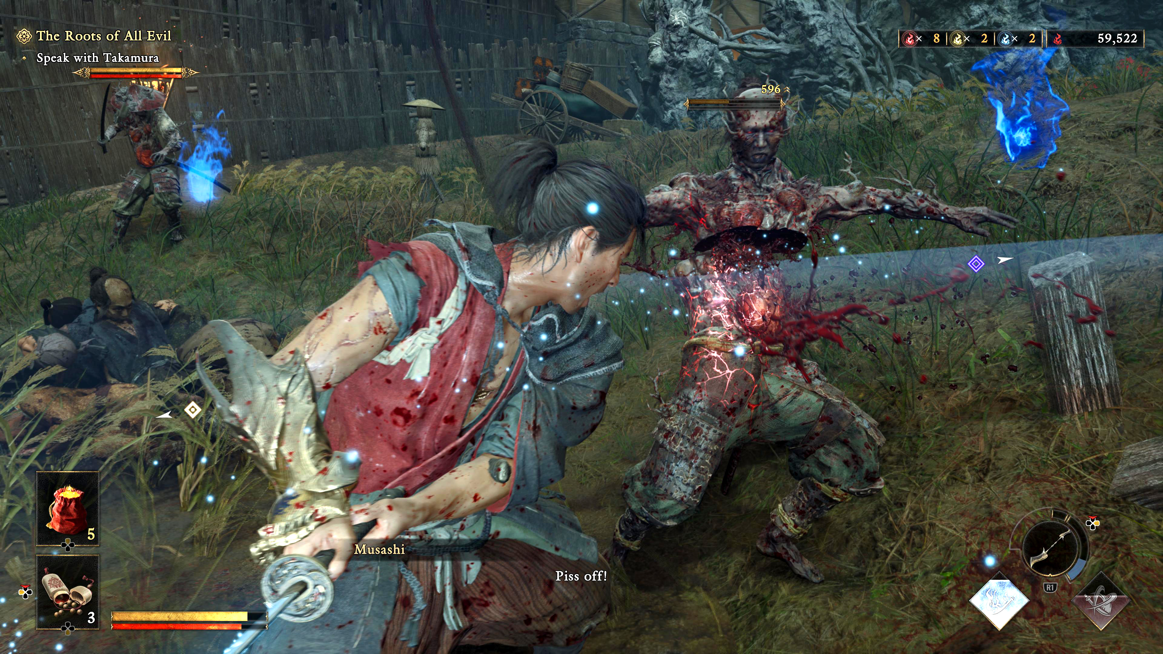 screens from a fantasy samurai game