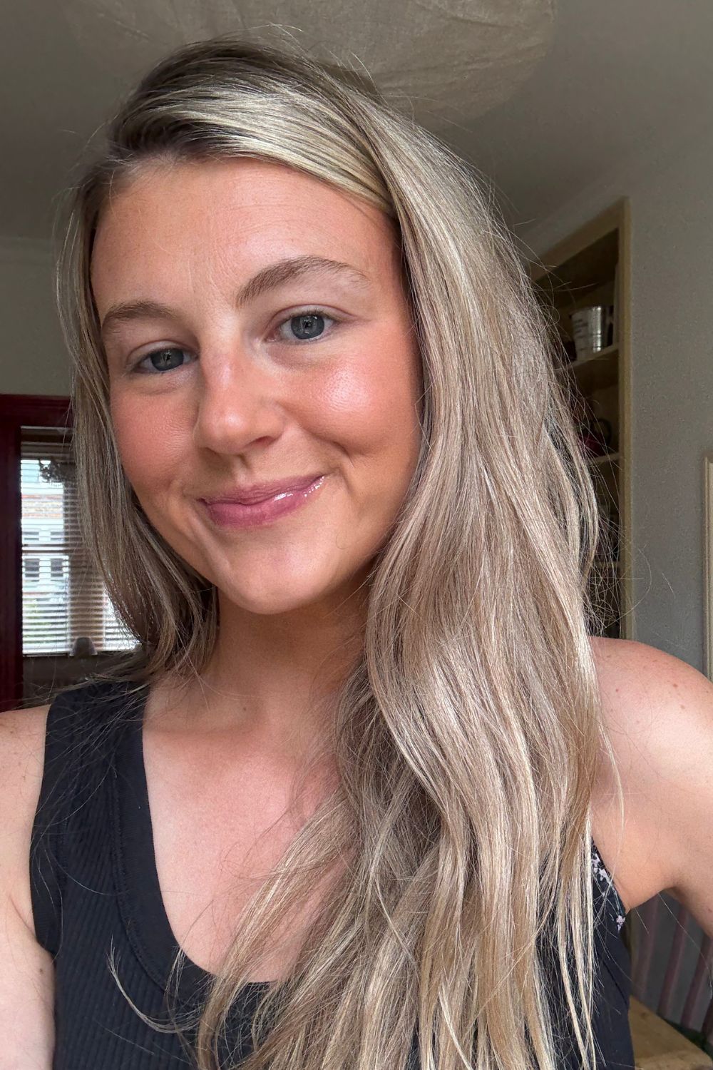 Katie Thomas after applying her instant glow routine