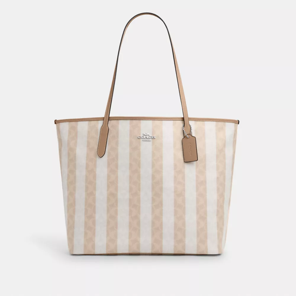 Large City Tote Bag in Signature Canvas With Stripe