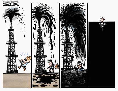 Editorial Cartoon U.S. oil production crash