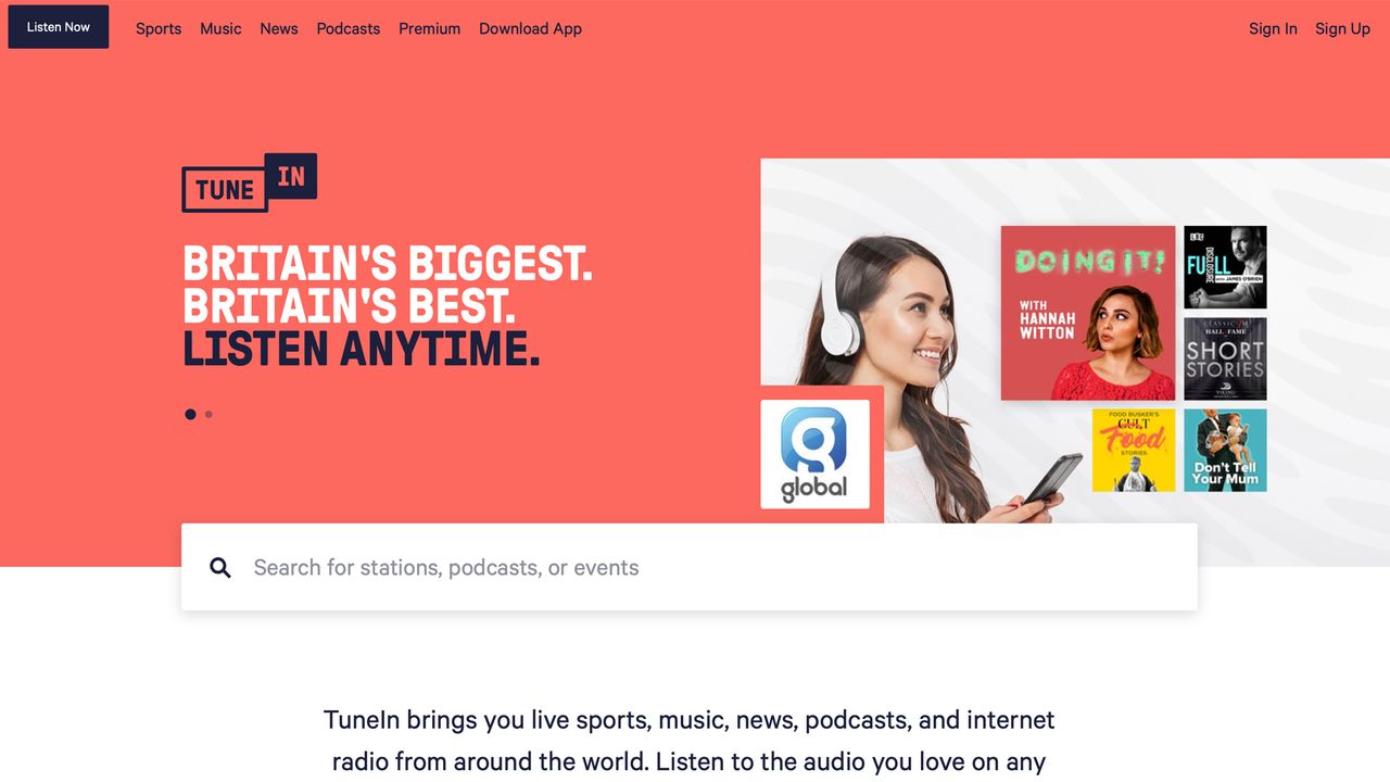 TuneIn Radio desktop screenshot