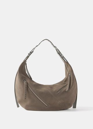 Taupe Suede Shoulder Bag