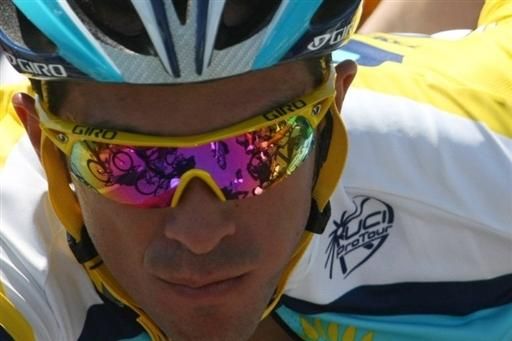 Alberto Contador was left stranded after three of his teammates put themselves into the front group.