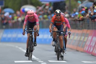 Vincenzo Nibali and Hugh Carthy finish stage 16 at the Giro
