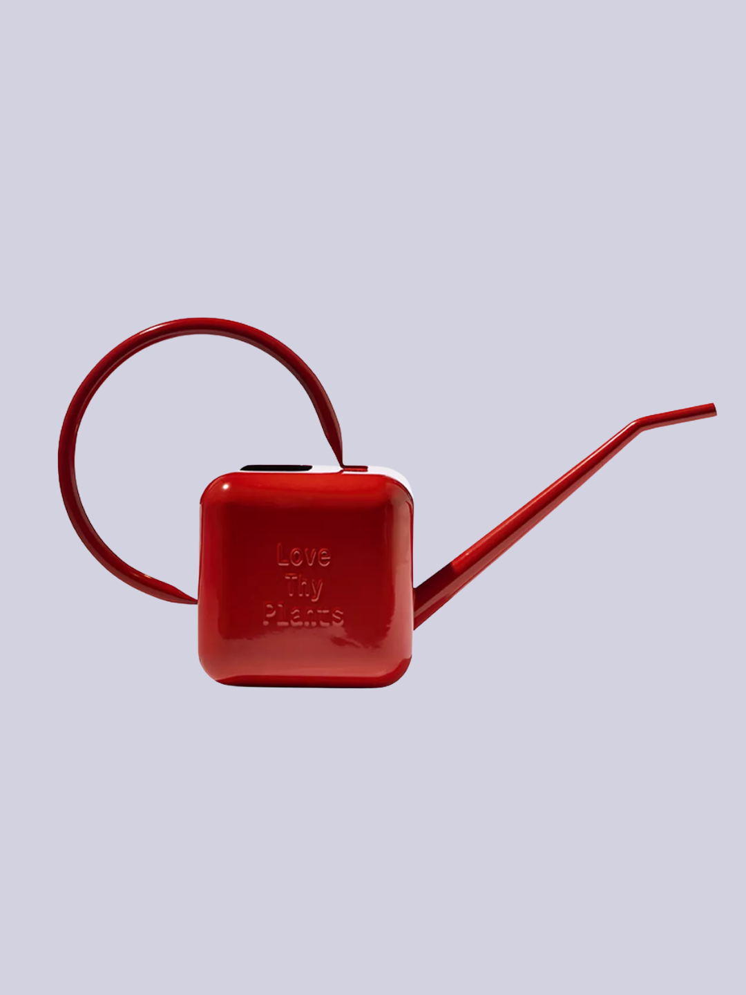 A red outdoor gardening watering can