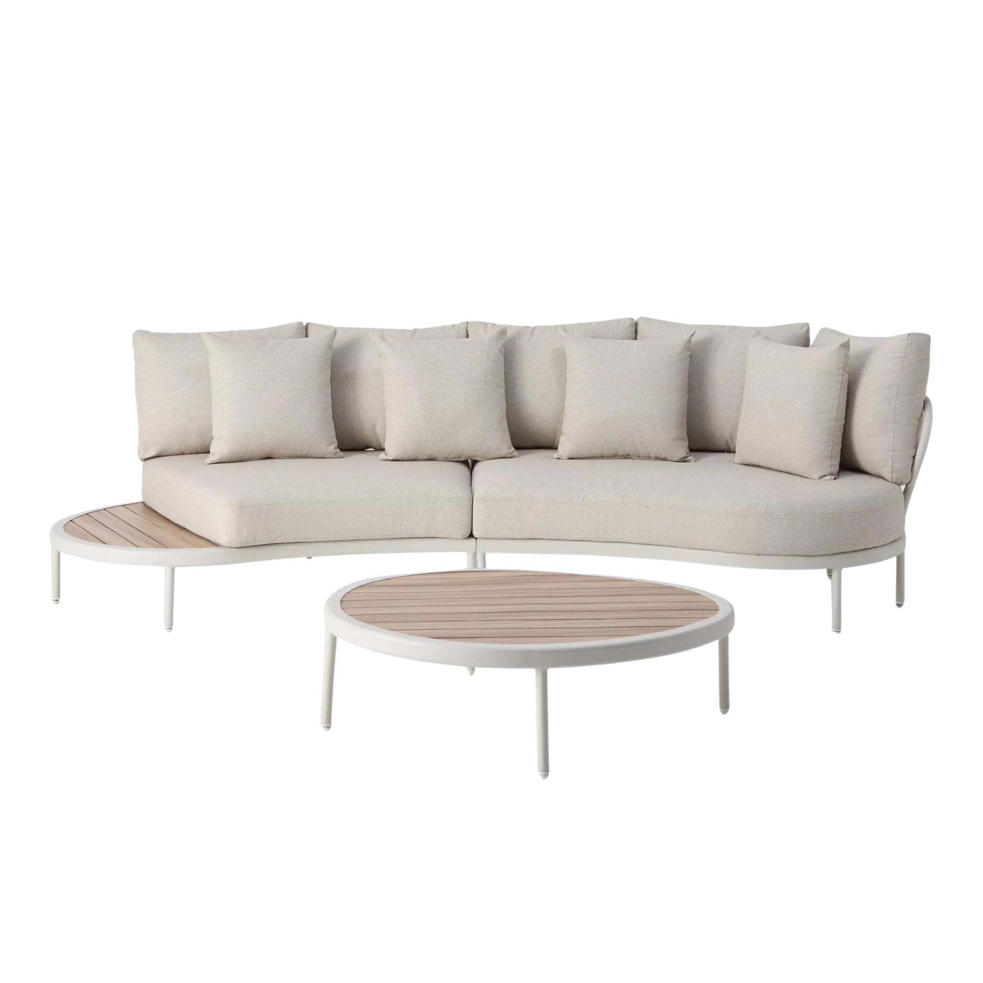 John Lewis, Lozenge 4-Seater Modular Curved Garden Sofa &amp;amp; Coffee Table Set, Cream