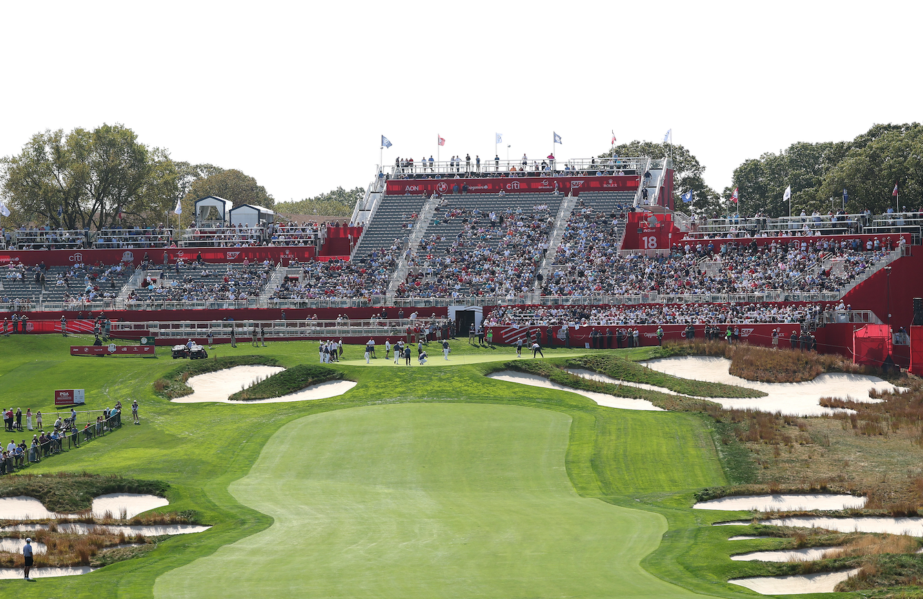 The 18th hole at Bethpage Black during the 2025 Ryder Cup