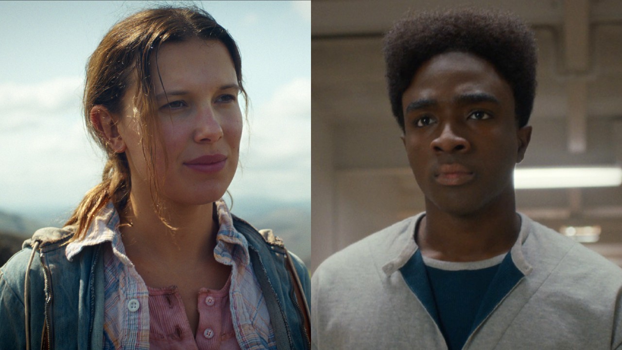 From left to right: Eleven at the end of Stranger Things and Lucas in Season 5. 