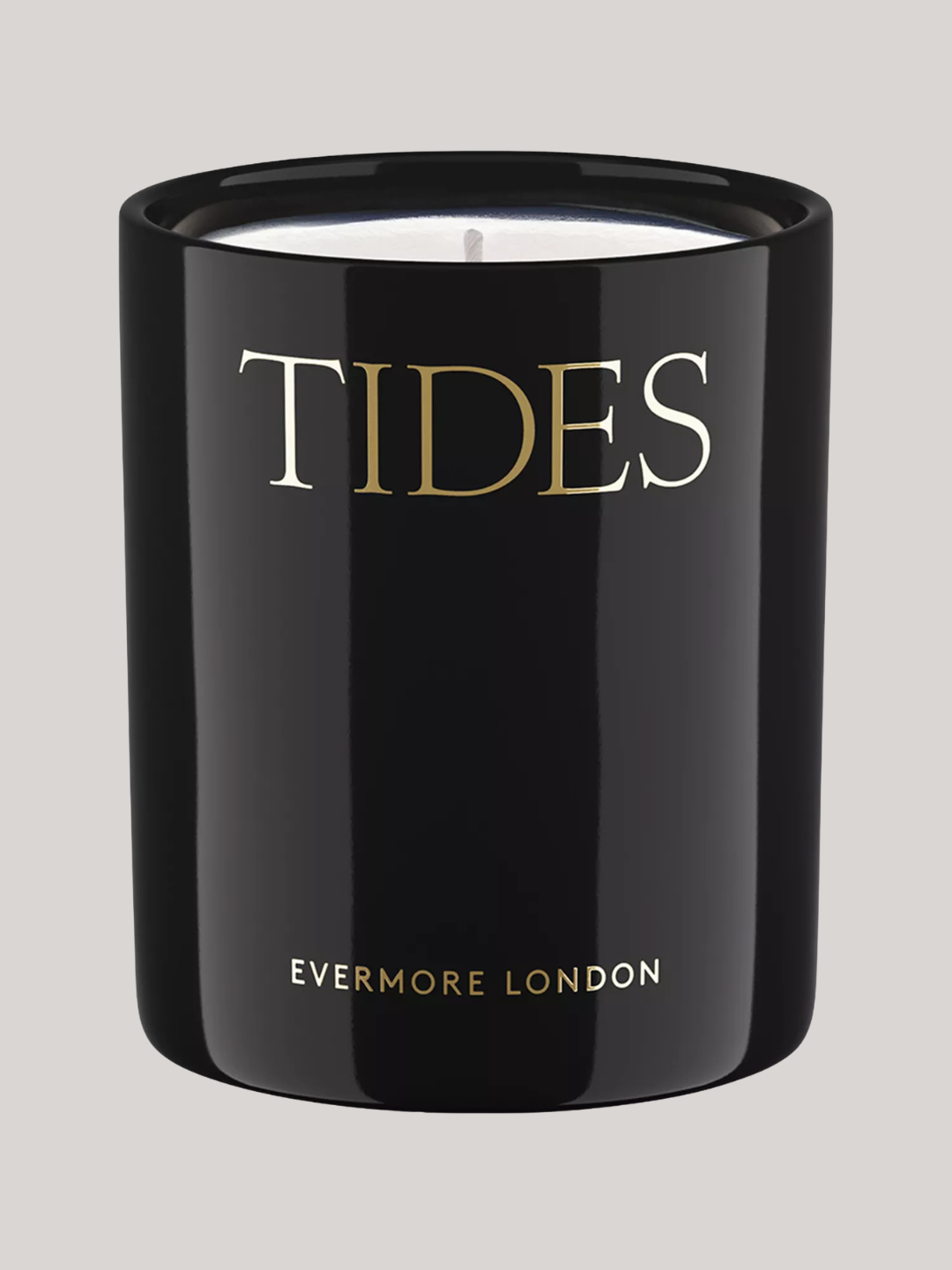 A black scented candle from Evermore