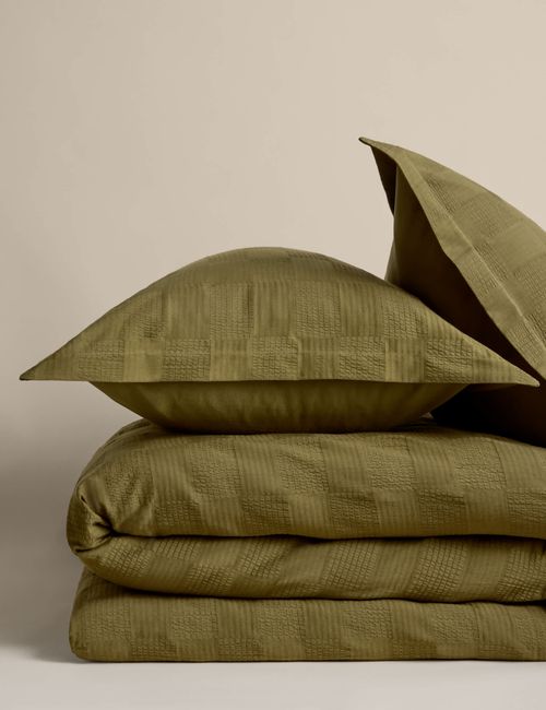 Sateen Seersucker Checkerboard Bedding Set