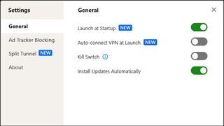 Norton Secure VPN Windows App Settings