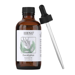 A bottle of eucalyptus essential oil with a dropper