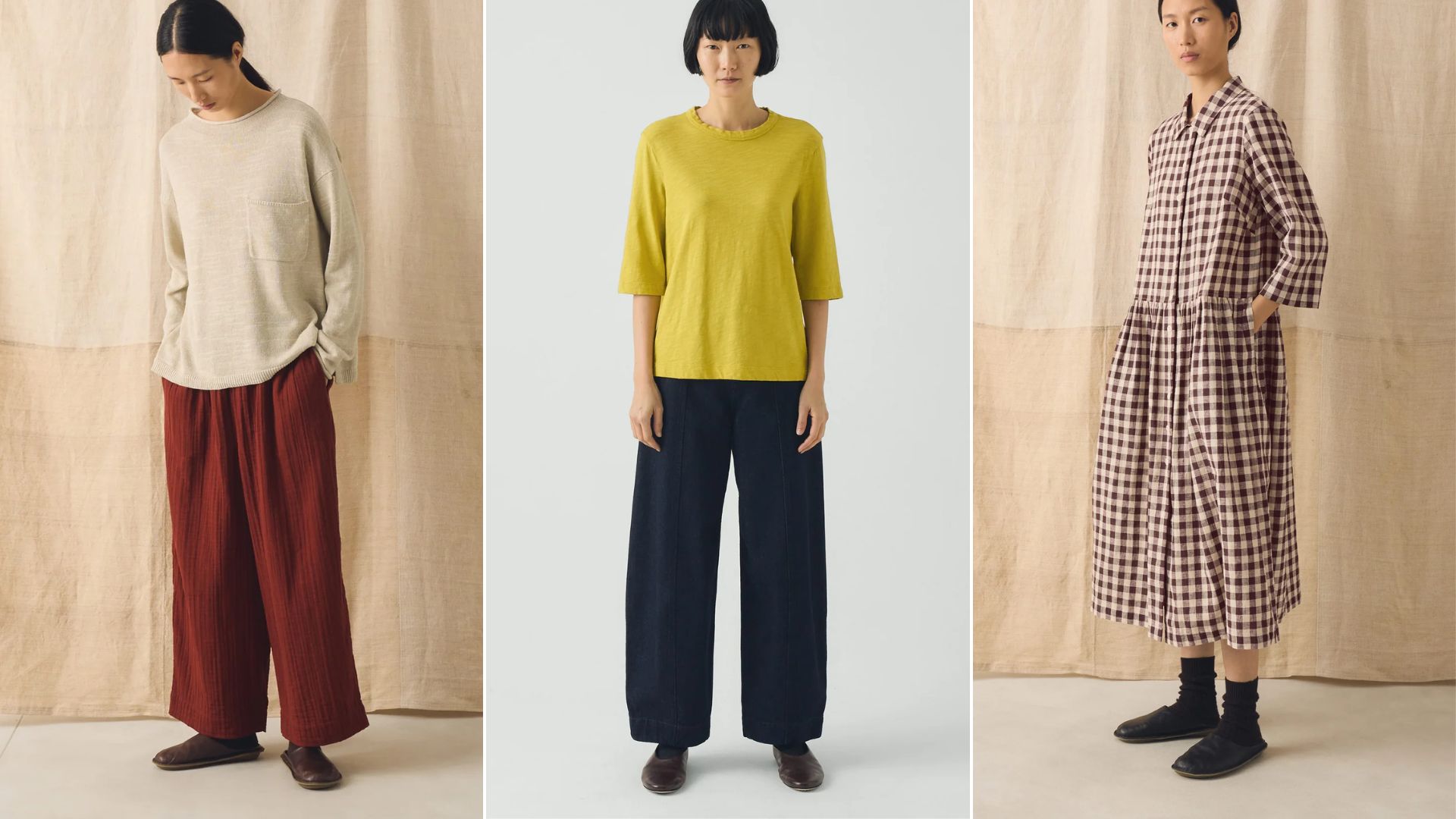 Three models wear different outfits from Toast