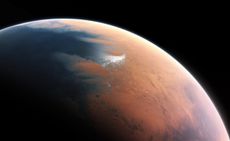 This artist&rsquo;s impression shows how Mars may have looked about 4 billion years ago when almost half the planet&rsquo;s northern hemisphere could have been covered by an ocean up to a mile (1.6 kilometers) deep in some places.