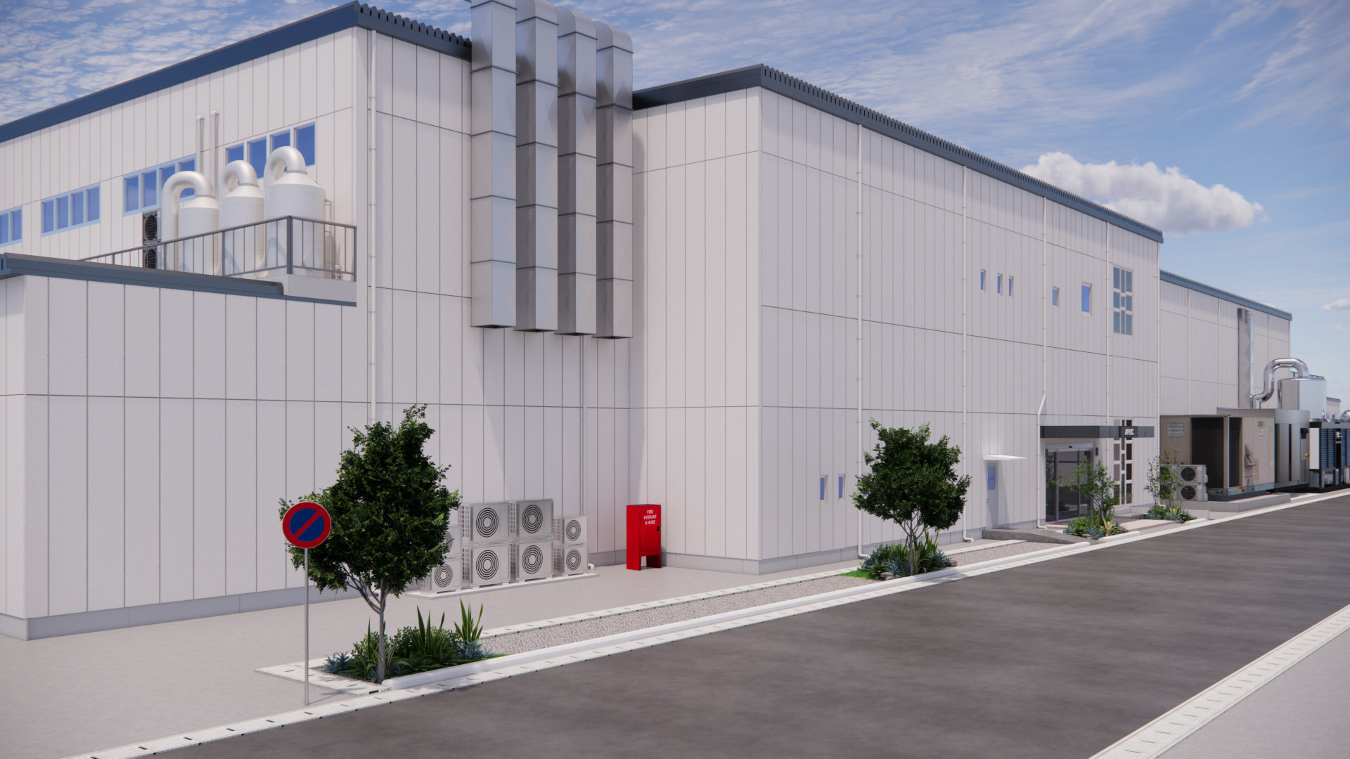 A render image of one of Resonac Corporation&#039;s chip fabrication plants.