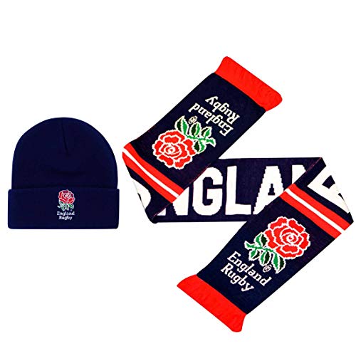 Official England Rfu Rugby Union Bronx Hat &amp;amp; Scarf Winter Warmers Gift Set Multi