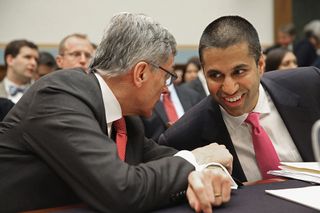 Former FCC chairman Tom Wheeler (l., in 2015) anbd his successor, current chair Ajit Pai, have different definitions of "reasonable and timely" broadband deployment. 