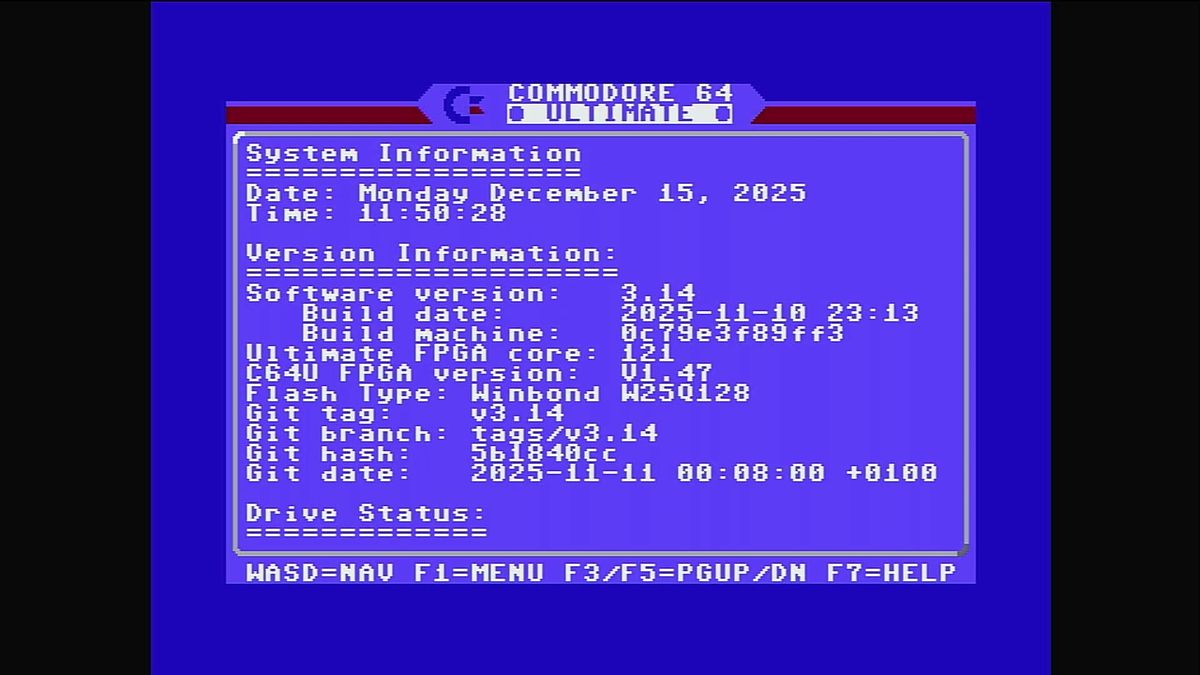 Commodore 64 Ultimate menu