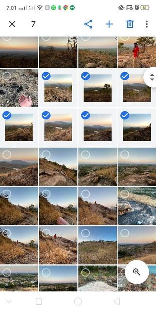 a phone screenshot of Google Photos' selection tool