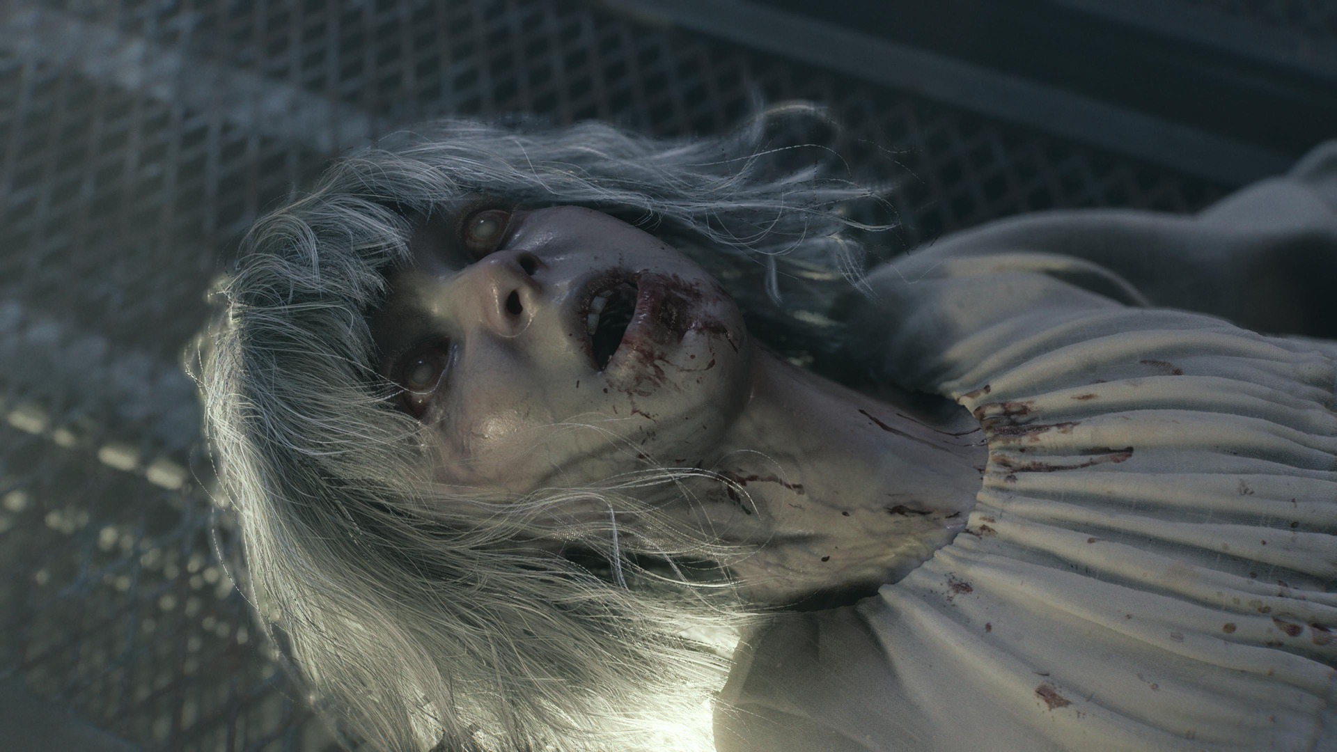 Emily reawakens with blood dribbling down her mouth