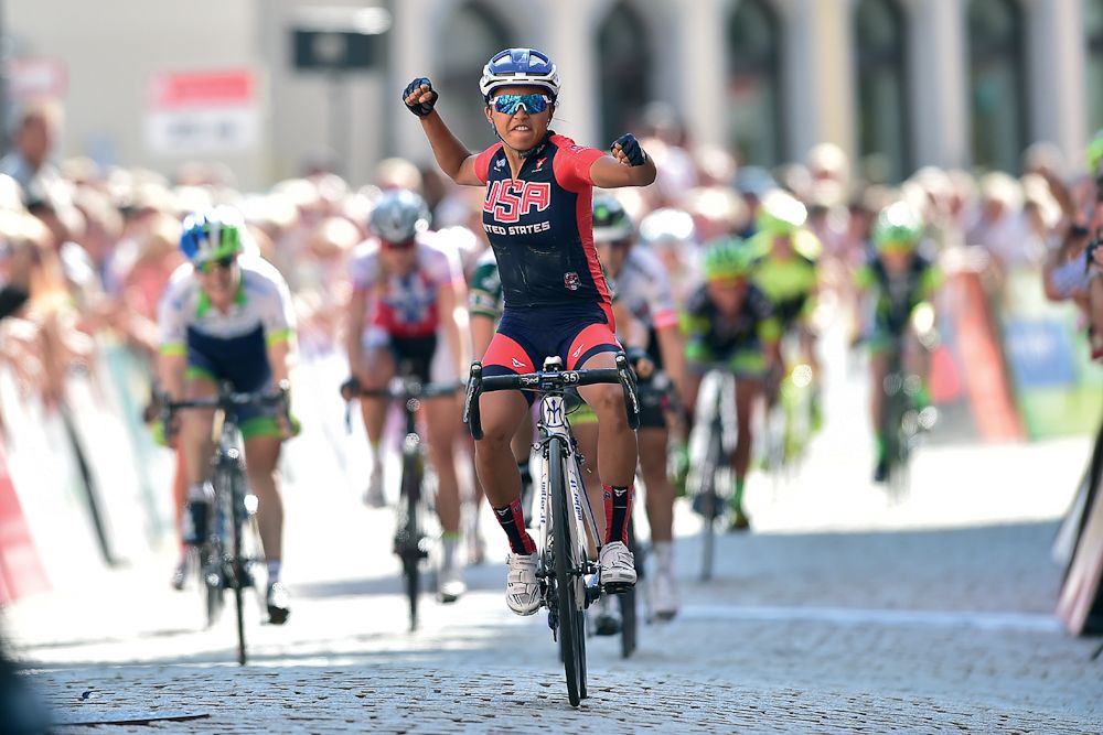 Coryn Rivera wins stage 5 of Th&uuml;ringen Rundfahrt.