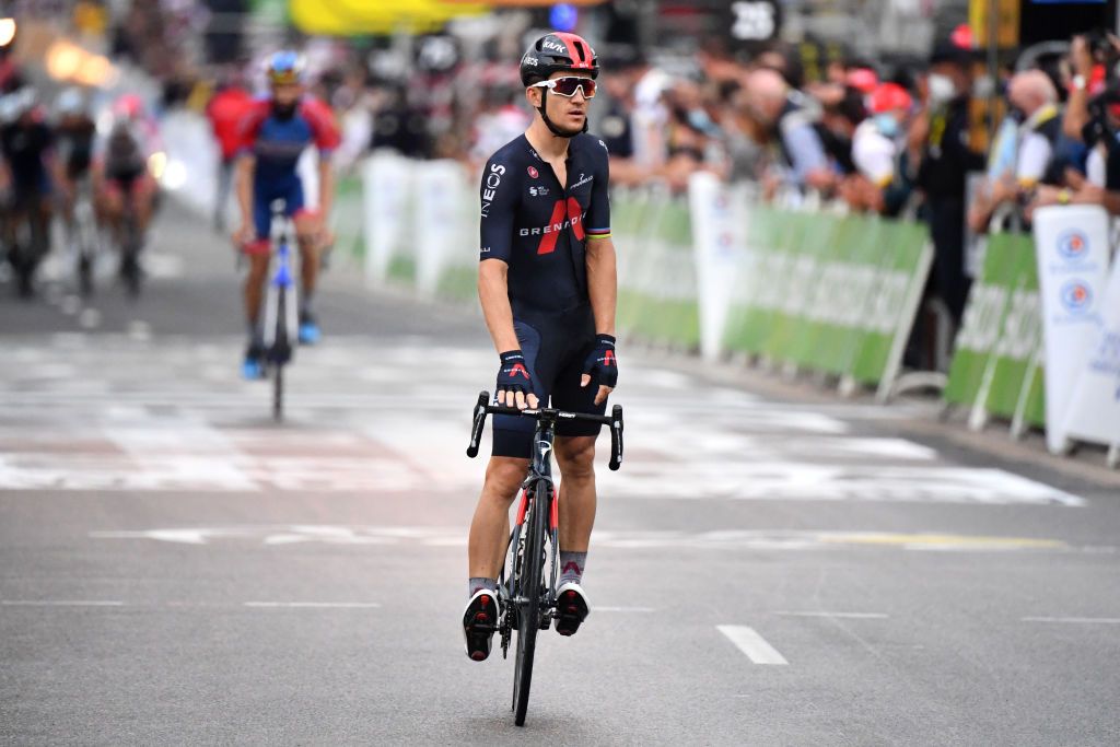 NICE FRANCE AUGUST 29 Arrival Michal Kwiatkowski of Poland and Team INEOS Grenadiers during the 107th Tour de France 2020 Stage 1 a 156km stage from Nice Moyen Pays to Nice TDF2020 LeTour on August 29 2020 in Nice France Photo by Stuart FranklinGetty Images