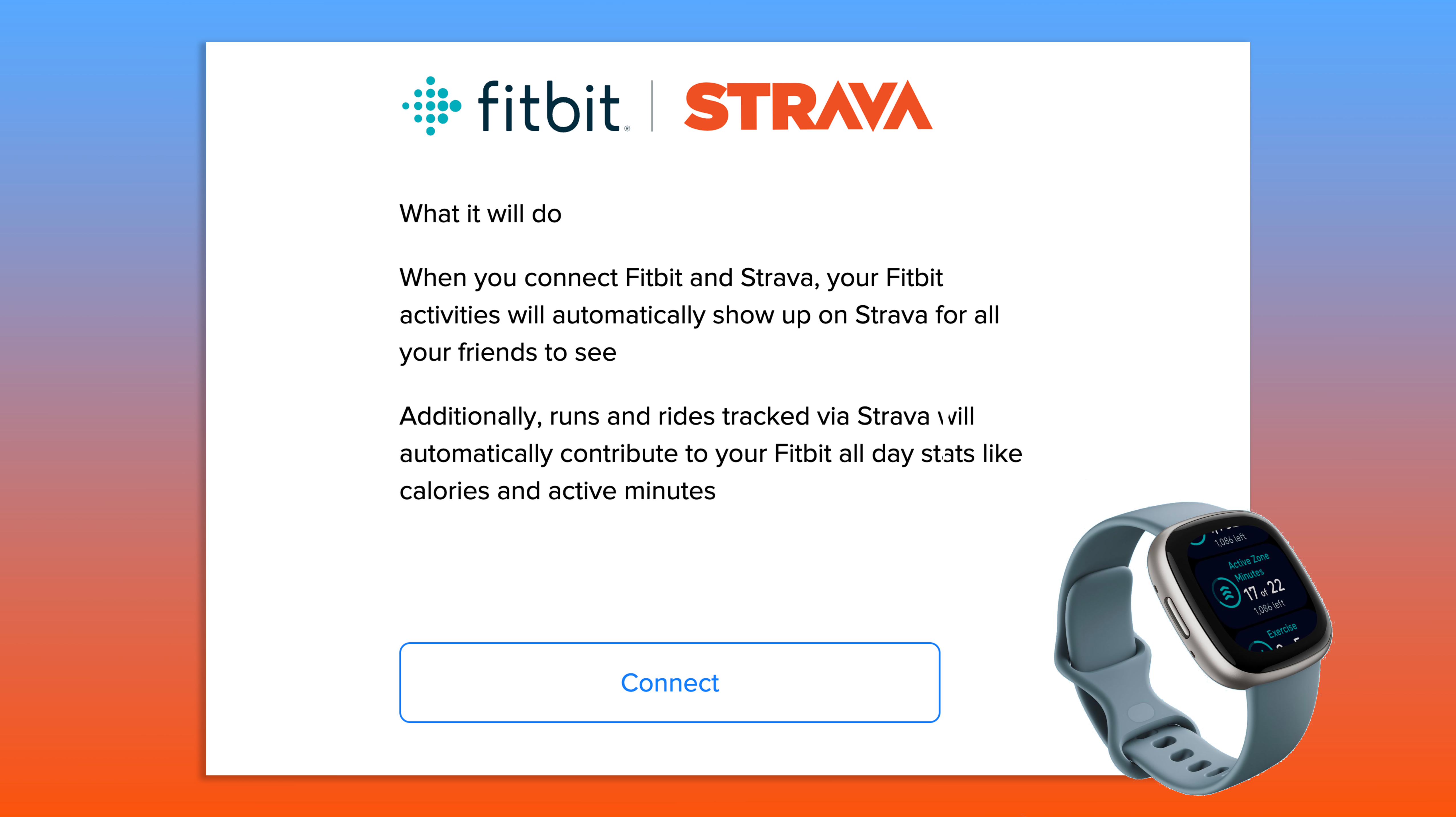 A screenshot of the website required to link Strava to Fitbit