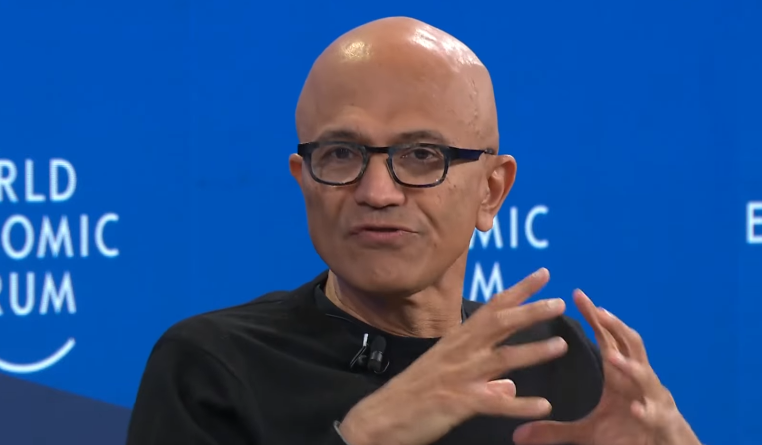 Satya Nadella speaking at the 2026 World Economic Forum.