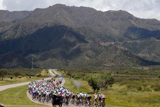 The mountains await the peloton during stage 2 in San Luis.