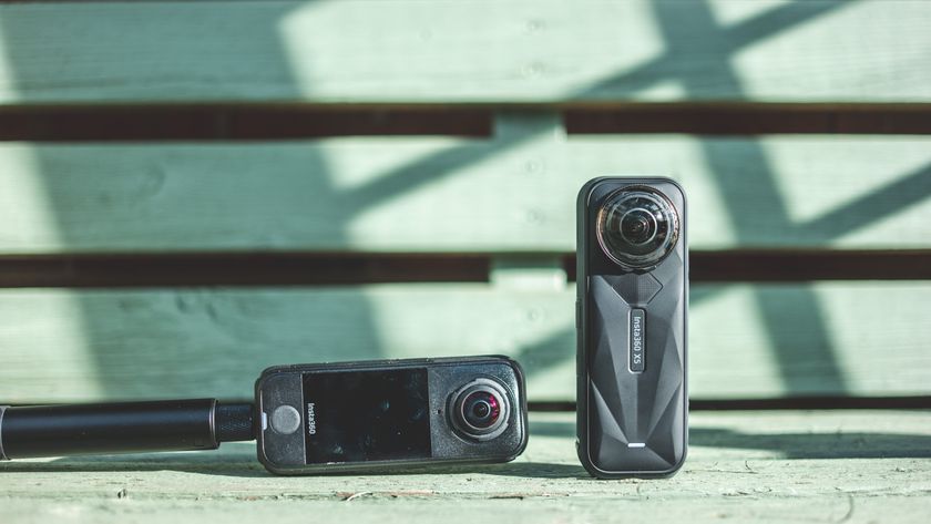 The Insta360 X5 and X4 Air cameras side-by-side in natural sunlight