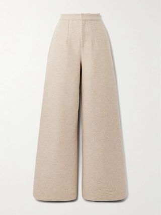 Lenore Striped Wool-Blend Wide-Leg Pants