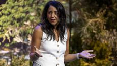 Zahra Bahrololoumi, Salesforce UKI CEO, speaking during a keynote session at the 2024 Dreamforce conference in San Francisco, USA.