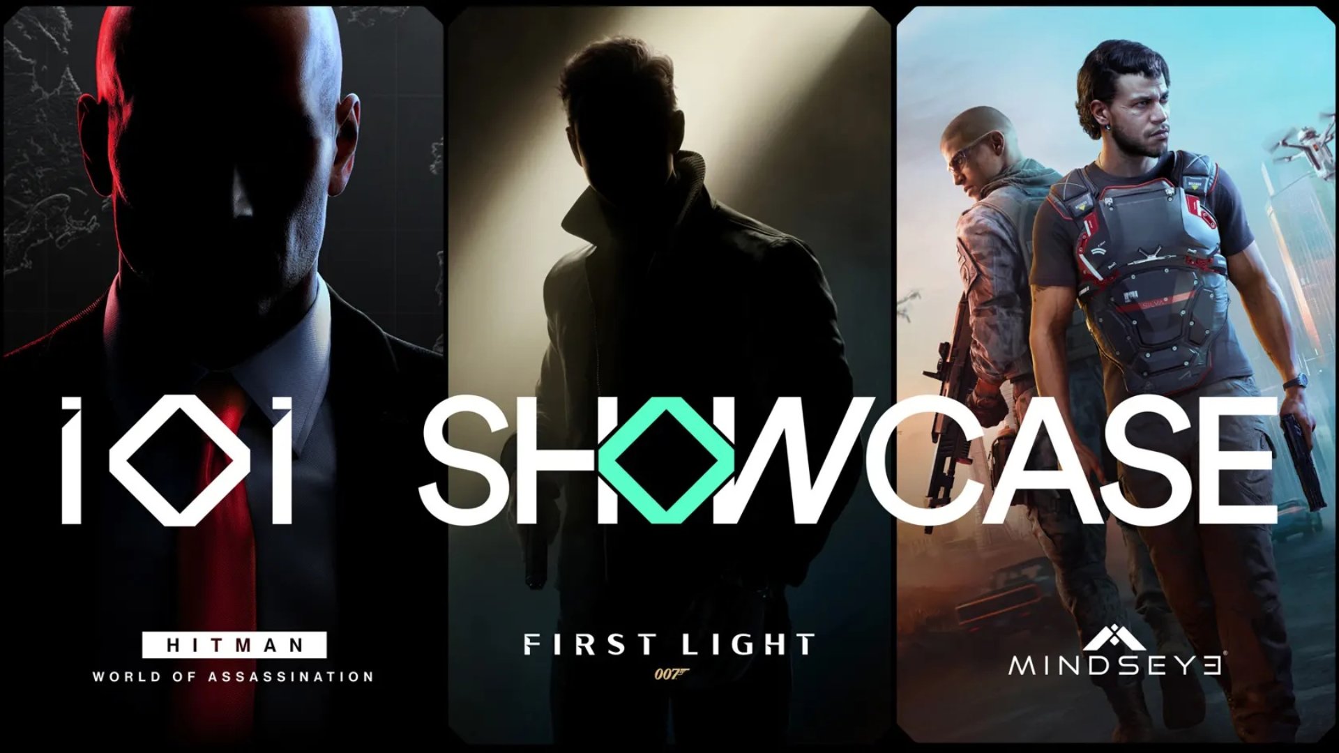 IO Interactive Showcase banner showing Hitman World of Assassinations, 007 First Light, and MindsEye