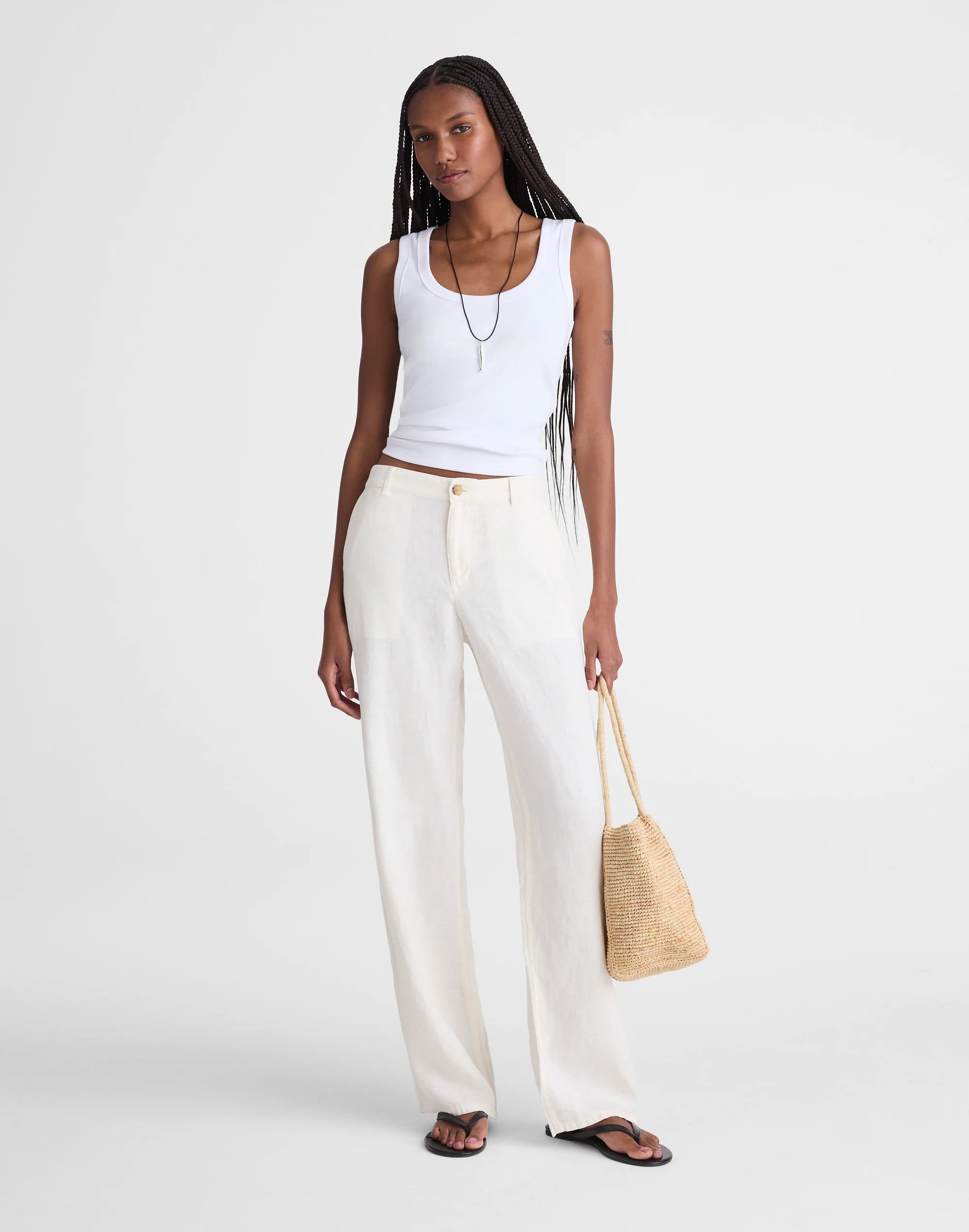 The Zoe Relaxed Straight Pant in 100% Linen