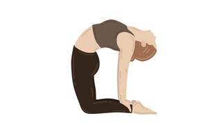 Vector of woman performing a camel pose against white background