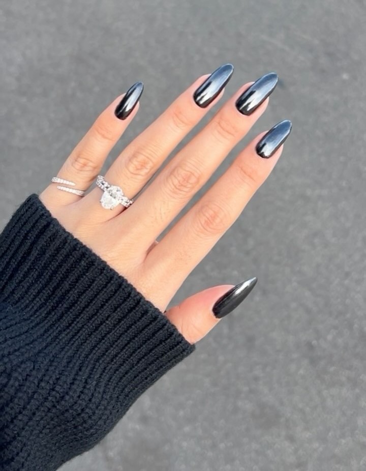 Glazed black nails.
