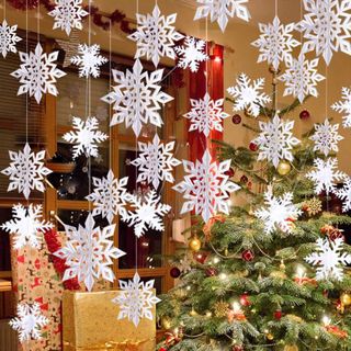 Hanging snowflake decorations