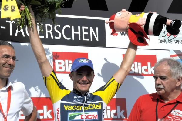 Borut Bozic (Vacansoleil) on the podium