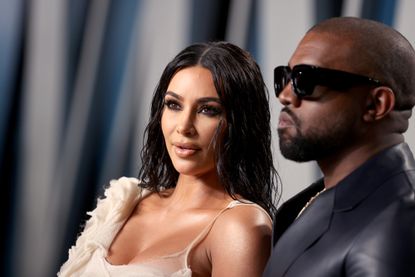  Kim Kardashian West and Kanye West attend the 2020 Vanity Fair Oscar Party hosted by Radhika Jones at Wallis Annenberg Center for the Performing Arts on February 09, 2020 in Beverly Hills, California