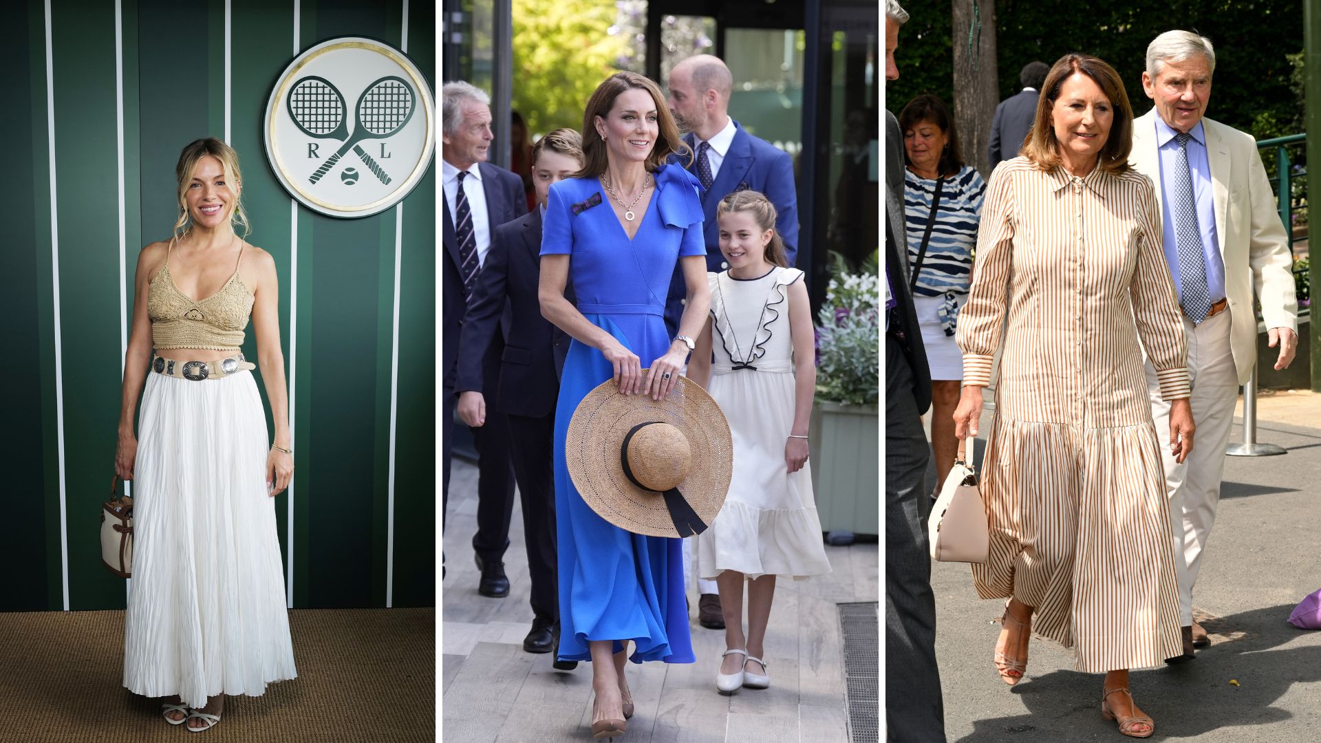 Sienna Miller, Kate Middleton and Carole Middleton attending Wimbledon in 2025 