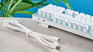 A white Razer Pro Type Ultra mechanical productivity keyboard