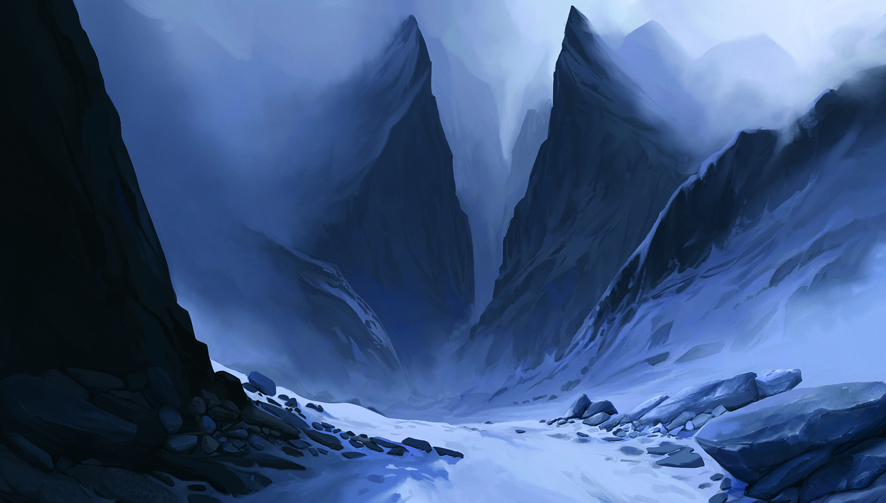 Digital artwork showing a mountain landscape