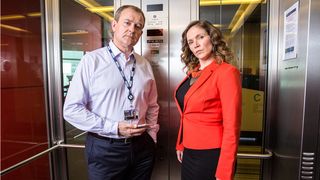 Hugh Bonneville and Jessica Hynes together for W1A
