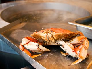 Cooked Crab Next To The Pot