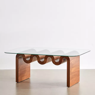 glass topped coffee table with curved base