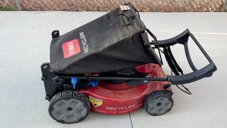 Toro Flex-Force 60V Max 22-Inch Cordless Lawn Mower being tested in writer's home