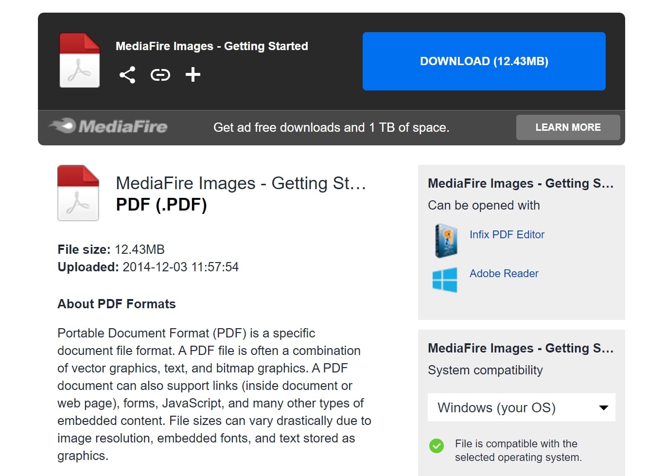 MediaFire's file previewer for images