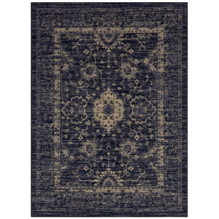 navy persian-style area rug